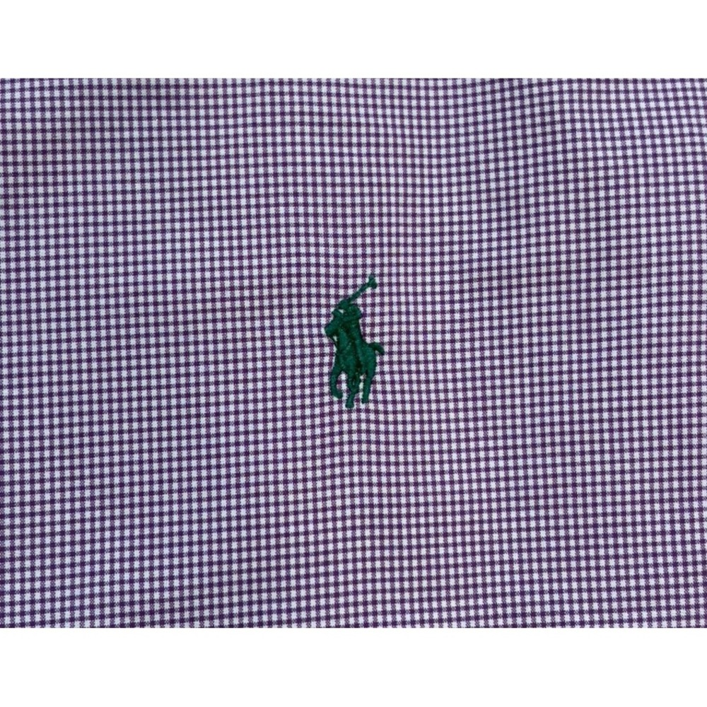 Polo Ralph Lauren Shirt Men 16.5 32/33 (Large) Purple‎ Gingham Check Stretch - Picture 4 of 8